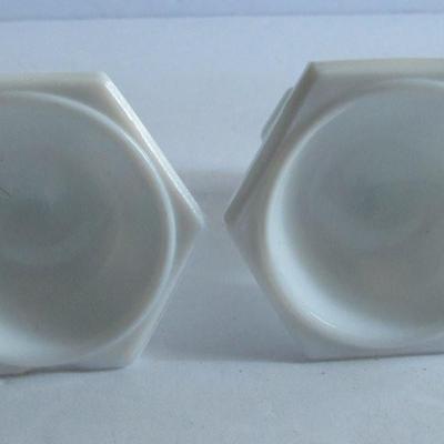 Lot 319:  Pair Child's Miniature Milk Glass Candlesticks