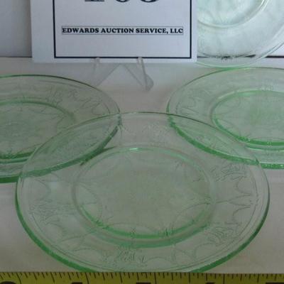 Lot 323:  Child's Dishes, Mosser Glass Set of 4 Green Dinner Plates
