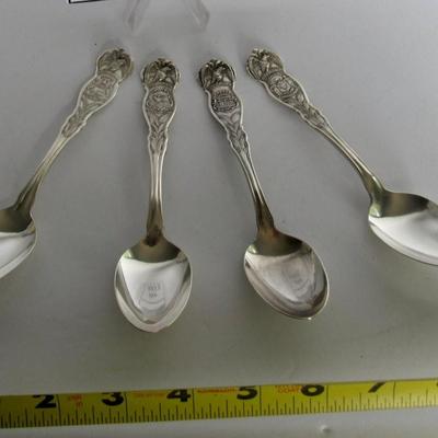 Lot 330: Lot of 4 Vintage Silver Plate State Spoons, WI, MI, IL, GA
