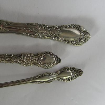 Lot 331:  Vintage Sterling Handled Button Hook, Small Pie Server, and Plated Olive Fork
