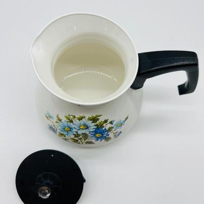VINTAGE CORNING WARE Chelsea Blue Daisy Coffee/Tea Pot