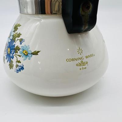 VINTAGE CORNING WARE Chelsea Blue Daisy Coffee/Tea Pot