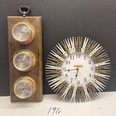 Vintage barometer and Clothes Pin Clock