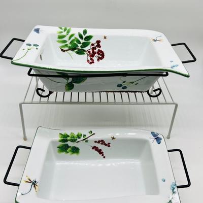 Two Temp-Tations by Tara Wild Gardens Baking Server With Metal Server