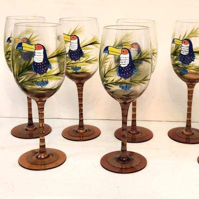 Lot #28  Set of 8 Pier One Wine Glasses