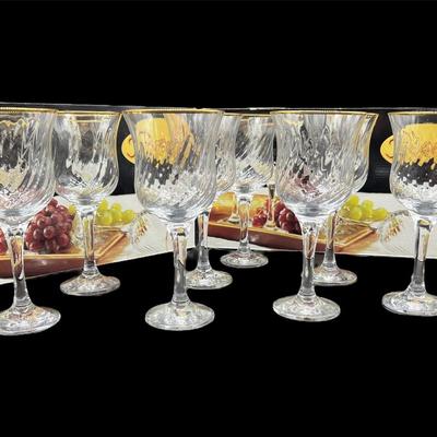 Royale Crystal Collection 8 Set Wine Glasses 24K gold
