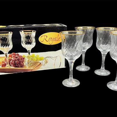 Royale Crystal Collection 8 Set Wine Glasses 24K gold