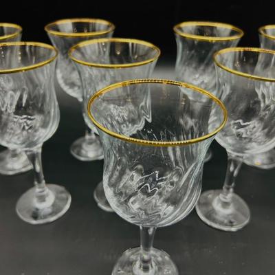 Royale Crystal Collection 8 Set Wine Glasses 24K gold