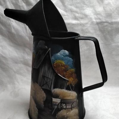 Antique Half Gallon Watering Can Hand Painted
