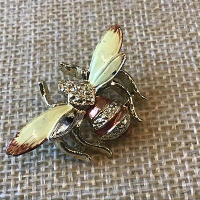 Bee Brooch Enameled Insect Pin