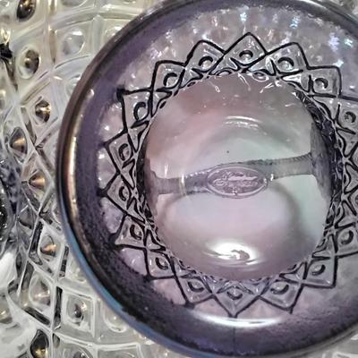 Fenton Iridized Blue Opalescent Diamond Lace Art Glass Basket