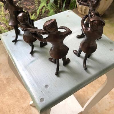 Five piece solid bronze/brass monkey band with conductor.