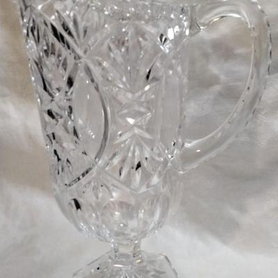 Vintage Tall Brilliant Cut Crystal Glass Water Pitcher