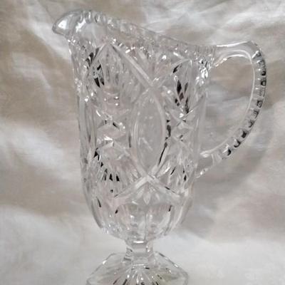 Vintage Tall Brilliant Cut Crystal Glass Water Pitcher