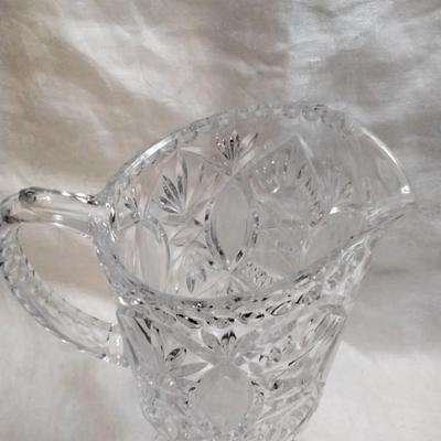 Vintage Tall Brilliant Cut Crystal Glass Water Pitcher