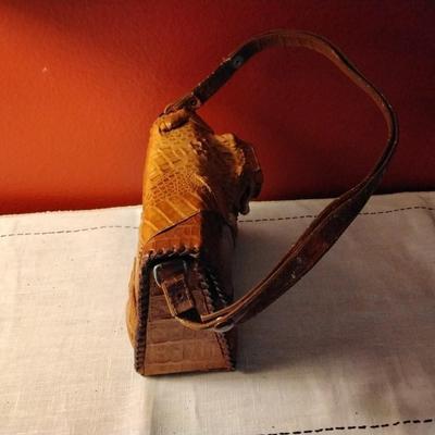 Rare Vintage 1950's Alligator Handbag Purse Full Head Taxidermy Mount Shoulder or Top Handle Bag