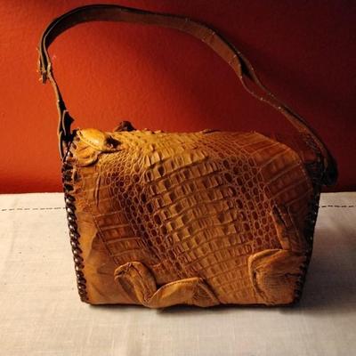 Rare Vintage 1950's Alligator Handbag Purse Full Head Taxidermy Mount Shoulder or Top Handle Bag