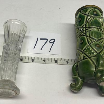 Vintage Ucagco Green Etched Vase and More