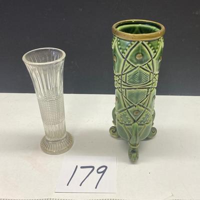 Vintage Ucagco Green Etched Vase and More