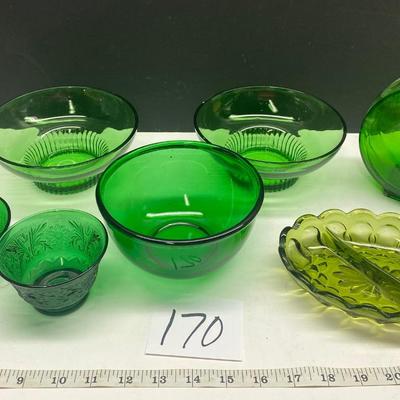 Vintage Green Glass Lot