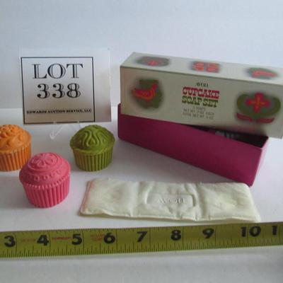 Lot 338:  Vintage Avon Set of 3 Cupcake Soaps, MIB