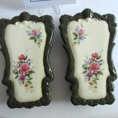 Lot 341:  Matching Pair Ceramic Wall Pockets
