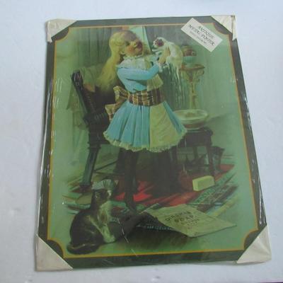 Lot 344: Metal Wall Hanging Girl With Cats
