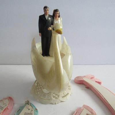 Lot 367:  Lot of Wedding Decor, Vintage Plastic Topper