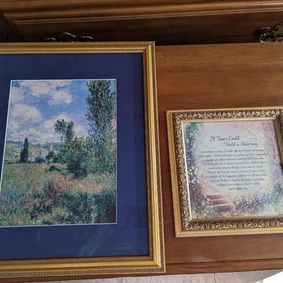 Beautiful framed print Of Claude Monet, and framed poem "if tears could build a stairway".