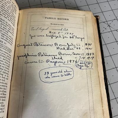 1883 BOOK, Holy Bible, Carl August & Josephine 