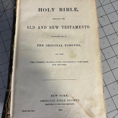 1883 BOOK, Holy Bible, Carl August & Josephine 