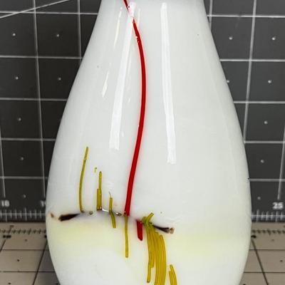 Hand Blown Glass Vase, White