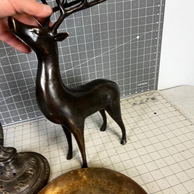 Brassy things: Plate, Candle Stick and Deer for Holidays