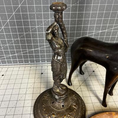 Brassy things: Plate, Candle Stick and Deer for Holidays