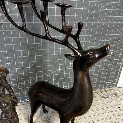 Brassy things: Plate, Candle Stick and Deer for Holidays