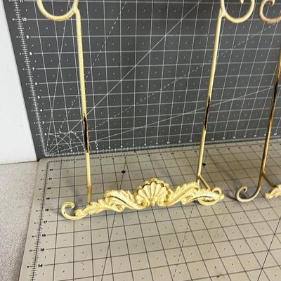 3 NEW Plate Holders, Off White Metal 