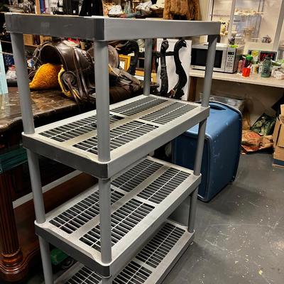 Plastic Storage Shelf, Gray and Black 