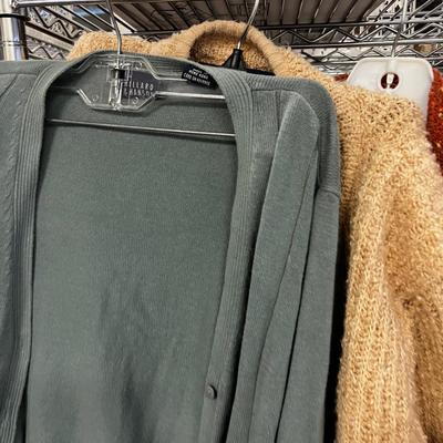 Pile of Women's Clothing Sweaters/Coats ; North Face and Eddie Bauer Jackets