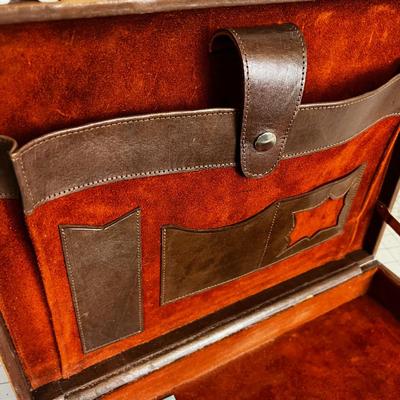 Hand Tooled Leather Aztec Briefcase