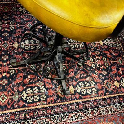 Wrought Iron and Naugahyde Gold Stool