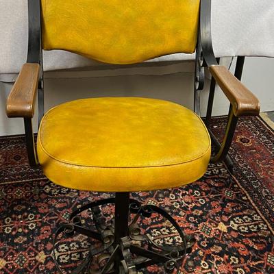Wrought Iron and Naugahyde Gold Stool