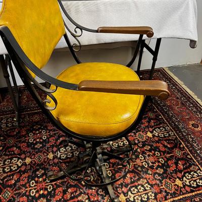 Wrought Iron and Naugahyde Gold Stool