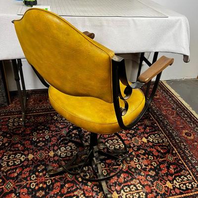 Wrought Iron and Naugahyde Gold Stool