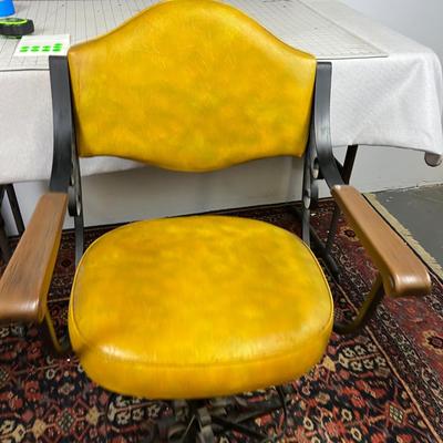 Wrought Iron and Naugahyde Gold Stool