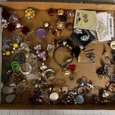 Tray of  Earrings, Costume Jewelry