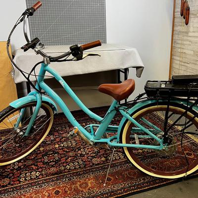 Electric Bike with Charger, Turquoise 