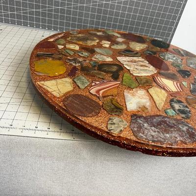 24" Acrylic and Rock Slice Table 