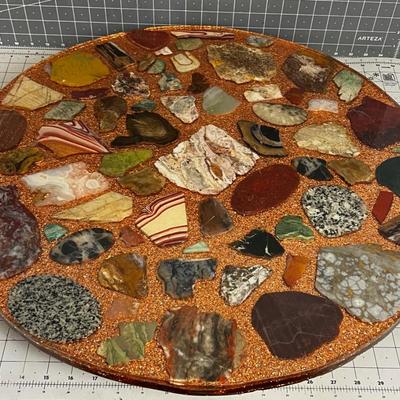 24" Acrylic and Rock Slice Table 