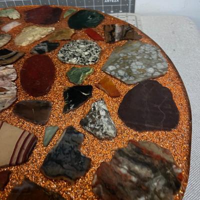24" Acrylic and Rock Slice Table 