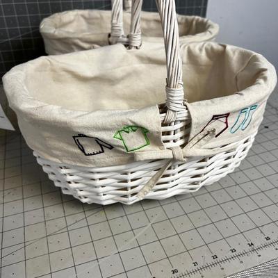 3 Baskets with a linen Liner for Baby's Clothes